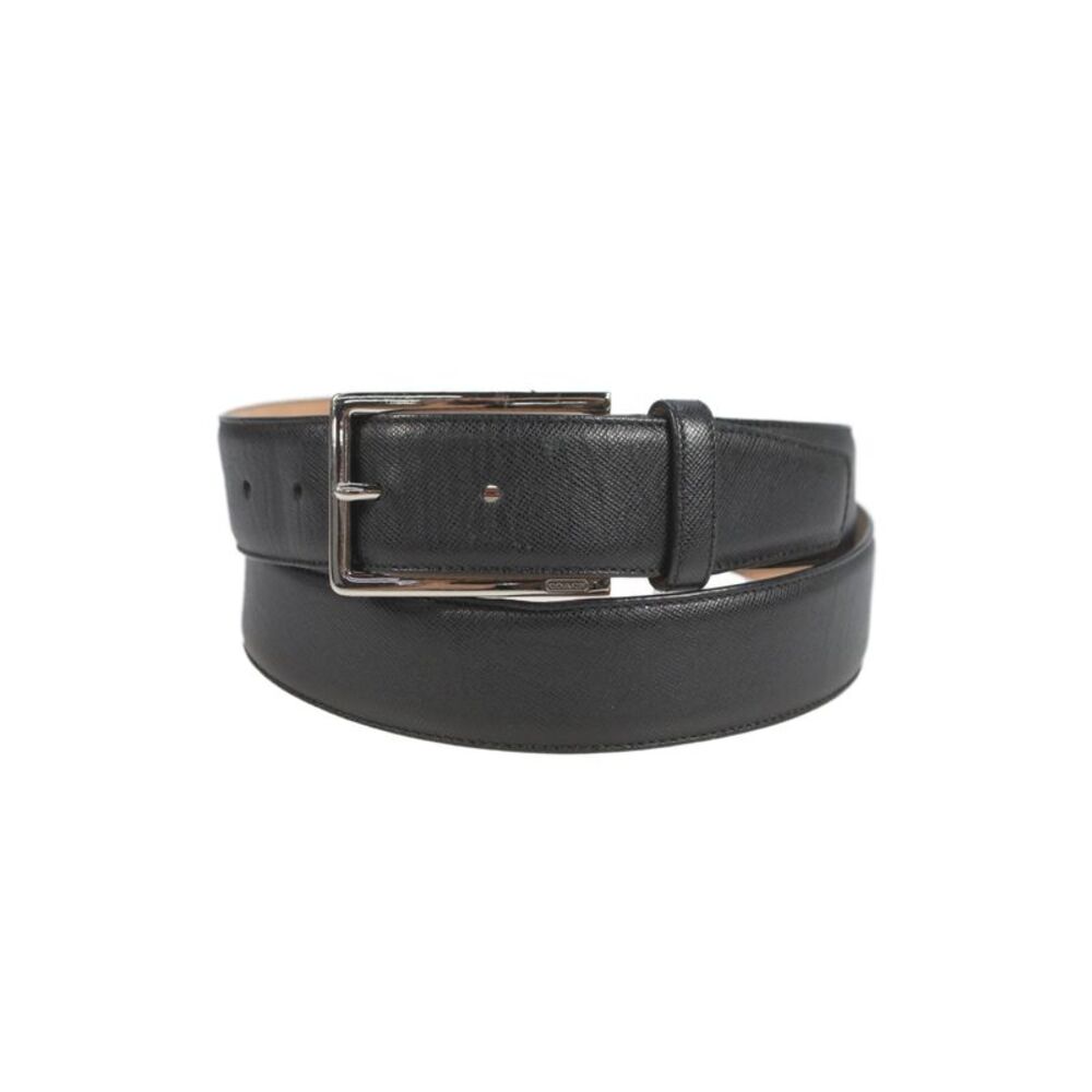 Coach Mens Leather Adjustable Buckled Classic Belt Black Size 36